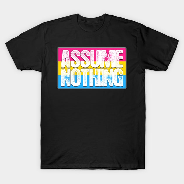 Assume Nothing Pansexual Pride Flag T-Shirt by wheedesign